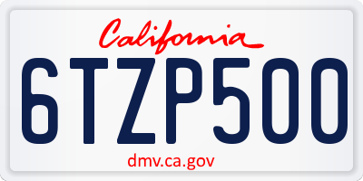 CA license plate 6TZP500