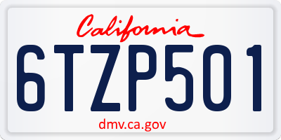 CA license plate 6TZP501