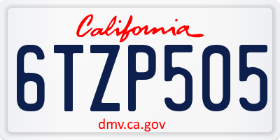 CA license plate 6TZP505