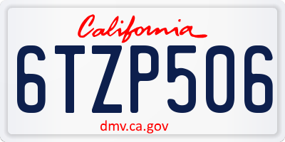 CA license plate 6TZP506