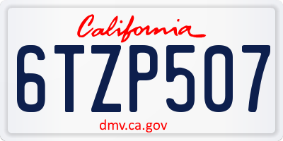 CA license plate 6TZP507