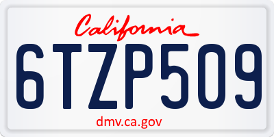 CA license plate 6TZP509