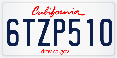 CA license plate 6TZP510