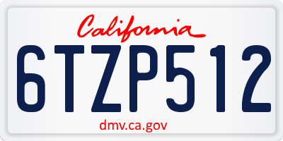 CA license plate 6TZP512