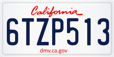 CA license plate 6TZP513