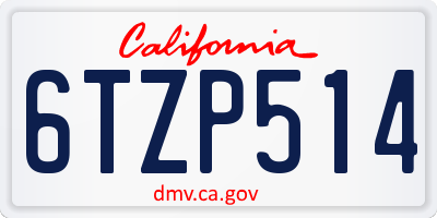 CA license plate 6TZP514
