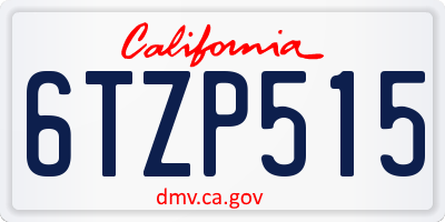CA license plate 6TZP515