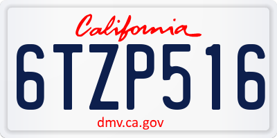 CA license plate 6TZP516