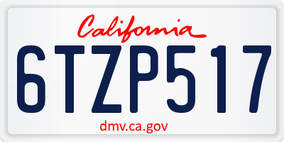 CA license plate 6TZP517