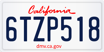 CA license plate 6TZP518