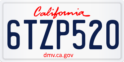 CA license plate 6TZP520