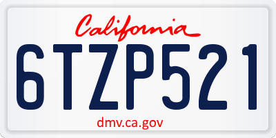 CA license plate 6TZP521