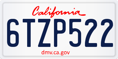 CA license plate 6TZP522