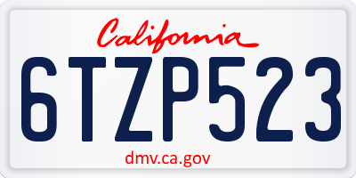 CA license plate 6TZP523