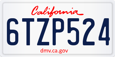 CA license plate 6TZP524