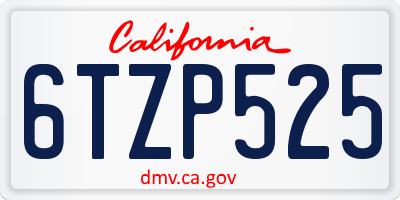 CA license plate 6TZP525