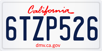 CA license plate 6TZP526