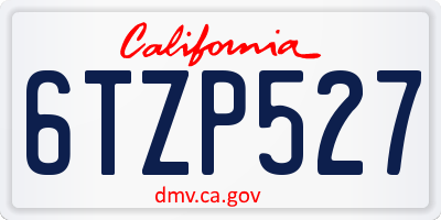 CA license plate 6TZP527