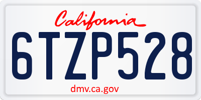 CA license plate 6TZP528