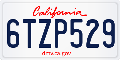 CA license plate 6TZP529