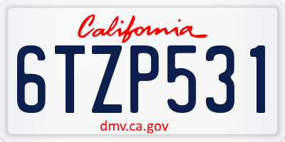CA license plate 6TZP531