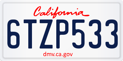 CA license plate 6TZP533