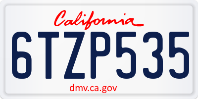 CA license plate 6TZP535