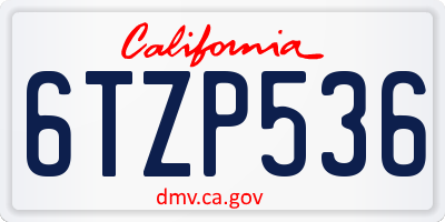 CA license plate 6TZP536