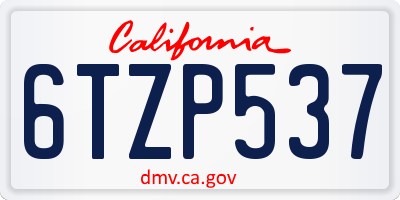 CA license plate 6TZP537