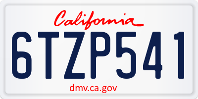 CA license plate 6TZP541