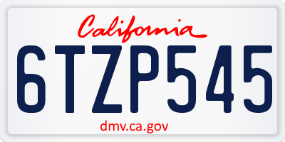 CA license plate 6TZP545