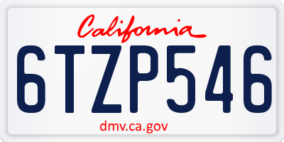 CA license plate 6TZP546