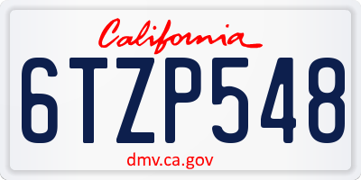 CA license plate 6TZP548
