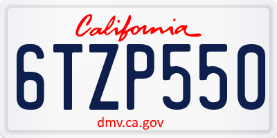 CA license plate 6TZP550