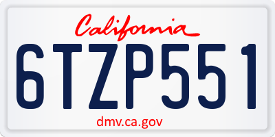 CA license plate 6TZP551