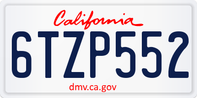 CA license plate 6TZP552