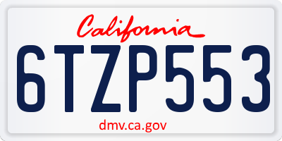 CA license plate 6TZP553