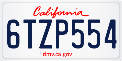 CA license plate 6TZP554