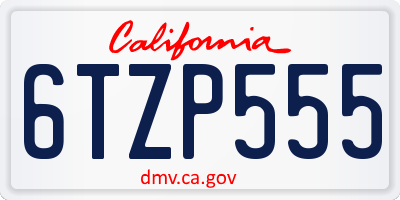 CA license plate 6TZP555