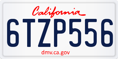 CA license plate 6TZP556