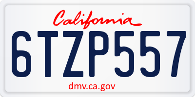 CA license plate 6TZP557