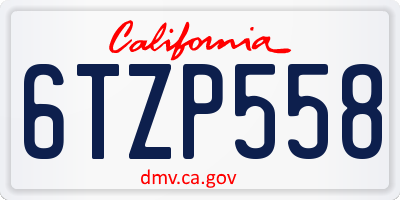CA license plate 6TZP558