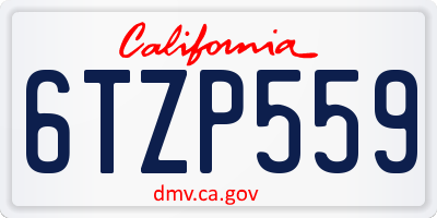 CA license plate 6TZP559
