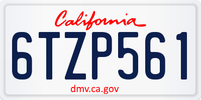 CA license plate 6TZP561