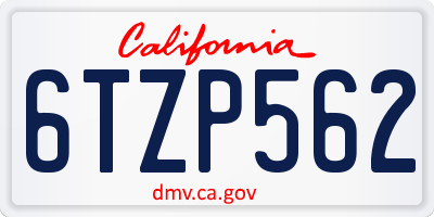 CA license plate 6TZP562