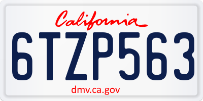 CA license plate 6TZP563