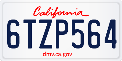 CA license plate 6TZP564