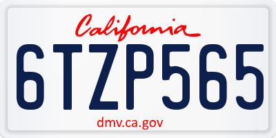 CA license plate 6TZP565
