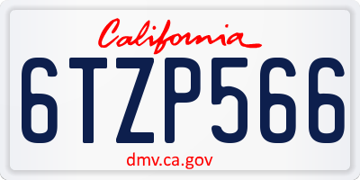 CA license plate 6TZP566