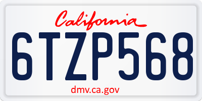 CA license plate 6TZP568